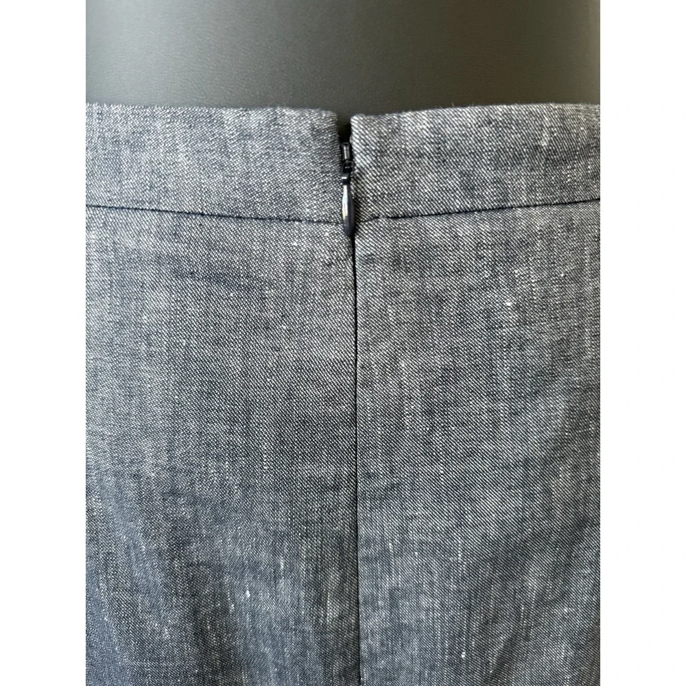 ANN TAYLOR Women's 8P Linen Blend Blue Chambray Belted Skirt Lined Petite NWOT - Picture 11 of 16